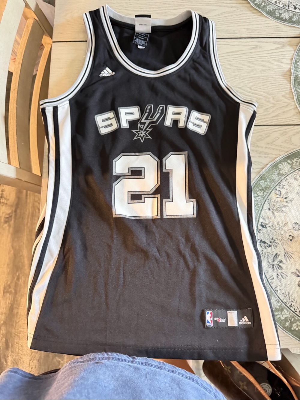 adidas Black and White NBA Jersey with Team Logo Tag